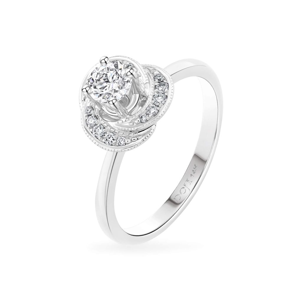 Nhẫn đính hôn vàng trắng 14K gắn kim cương DOJI AFRE000047F2DA1