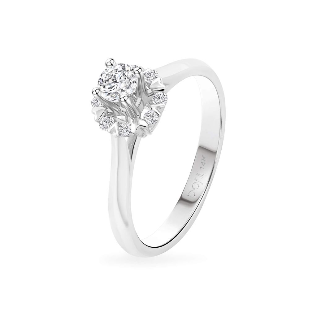 Nhẫn đính hôn vàng trắng 14K gắn kim cương DOJI AFRE000077F2NN1