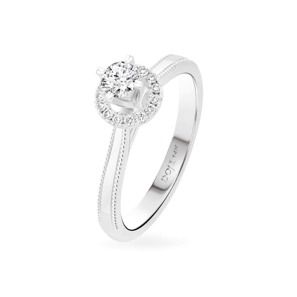 Nhẫn đính hôn vàng trắng 14K gắn kim cương DOJI AFRE010021F2NN1
