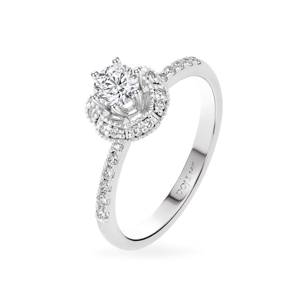 Nhẫn đính hôn vàng trắng 14K gắn kim cương DOJI AFRE010028F2NN1