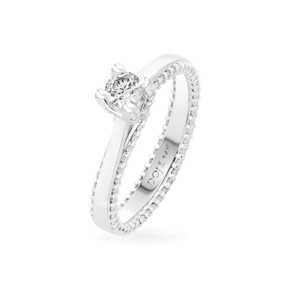 Nhẫn đính hôn vàng trắng 14K gắn kim cương DOJI AFRE010052F2NN1