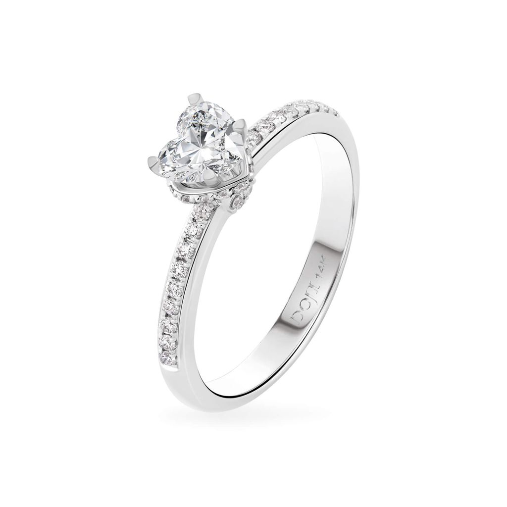 Nhẫn đính hôn vàng trắng 14K gắn kim cương DOJI AFRE000110F2NN1