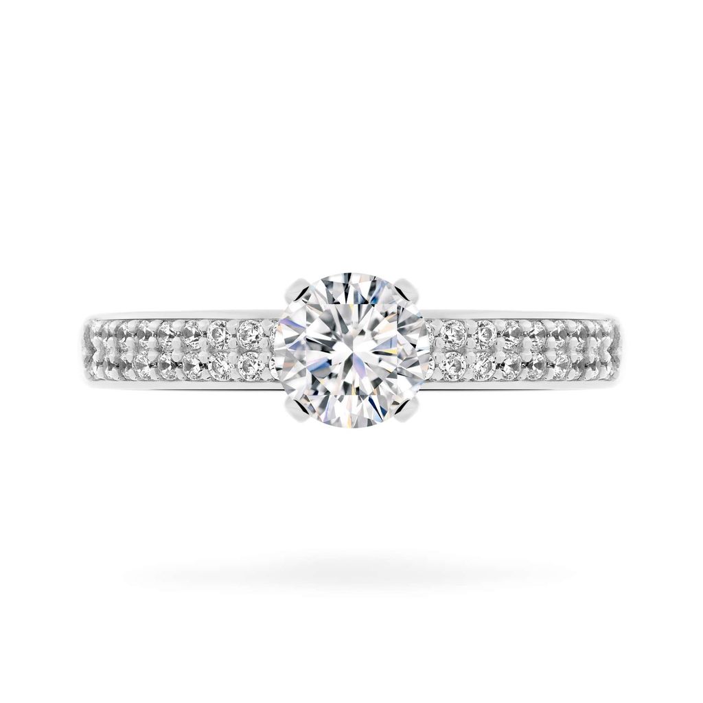Nhẫn vàng trắng 14K gắn đá CZ DOJI AFRJ000012F2CZ1