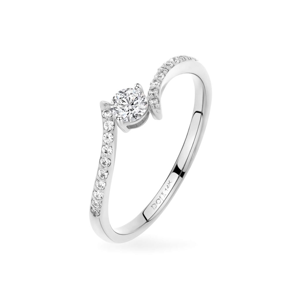 Nhẫn nữ vàng trắng 14K gắn đá CZ DOJI AFRJ000052F2CZ1