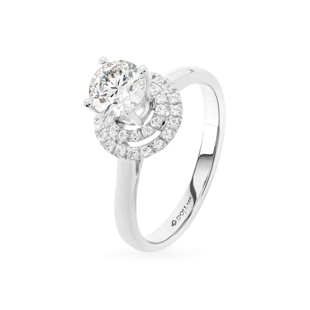 Nhẫn nữ vàng trắng 14K gắn đá CZ DOJI AFRJ000098F2CZ1