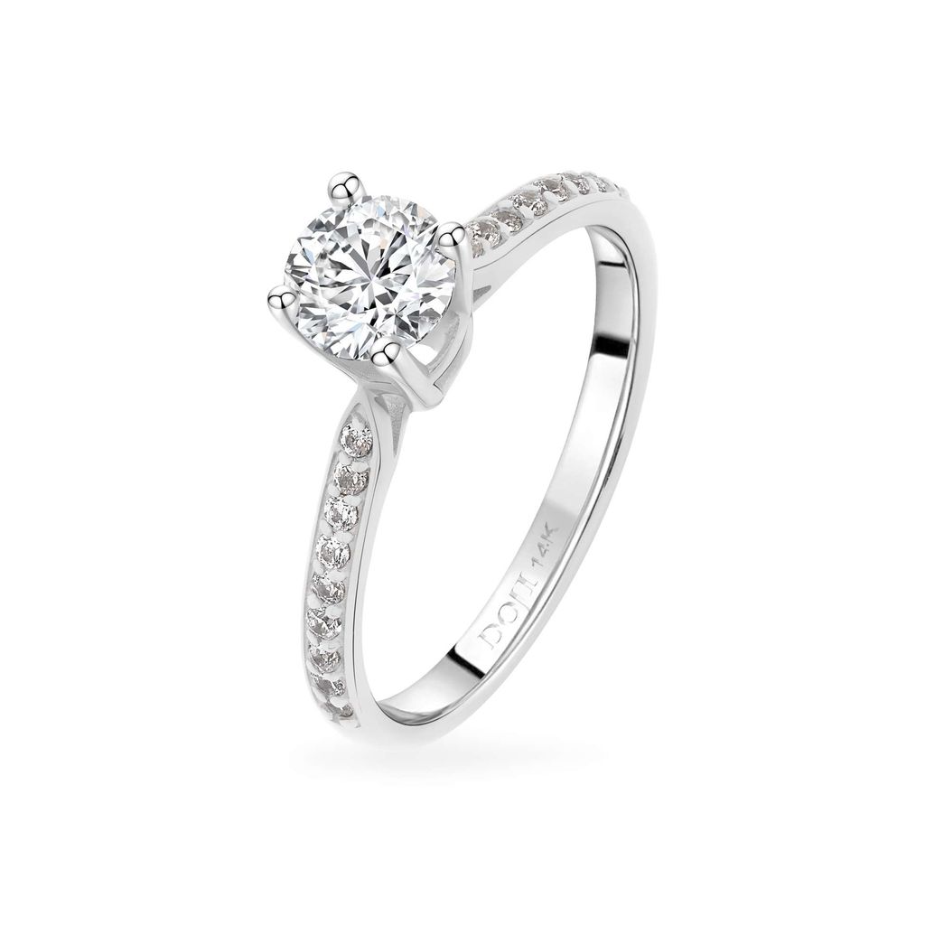 Nhẫn vàng trắng 14K gắn đá CZ DOJI AFRJ000099F2CZ1