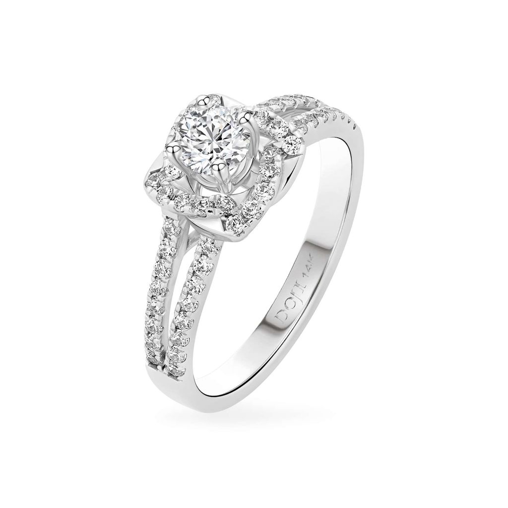 Nhẫn vàng trắng 14K gắn đá CZ DOJI AFRJ000120F2CZ1