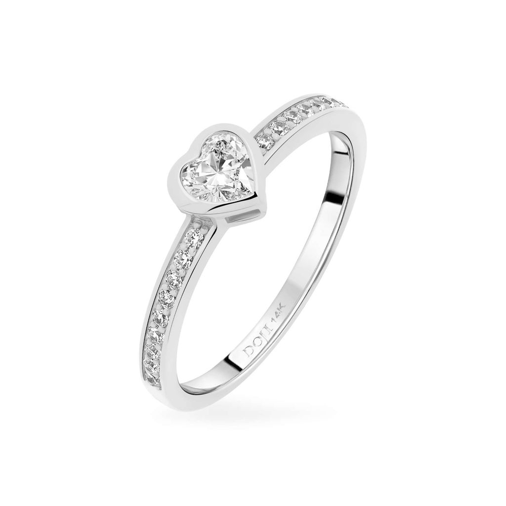 Nhẫn vàng trắng 14K gắn đá CZ DOJI AFRJ000124F2CZ1