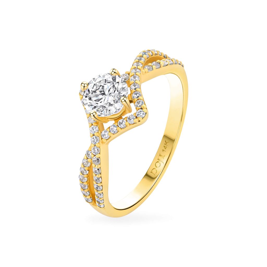 Nhẫn vàng vàng 14K gắn đá CZ DOJI AFRJ000146F1CZ1