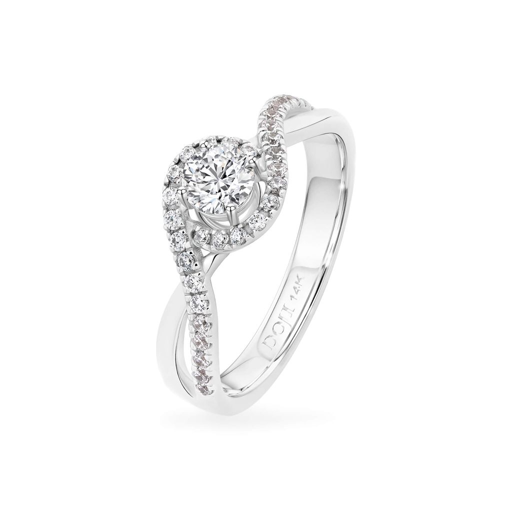 Nhẫn vàng trắng 14K gắn đá CZ DOJI AFRJ000422F2CZ1