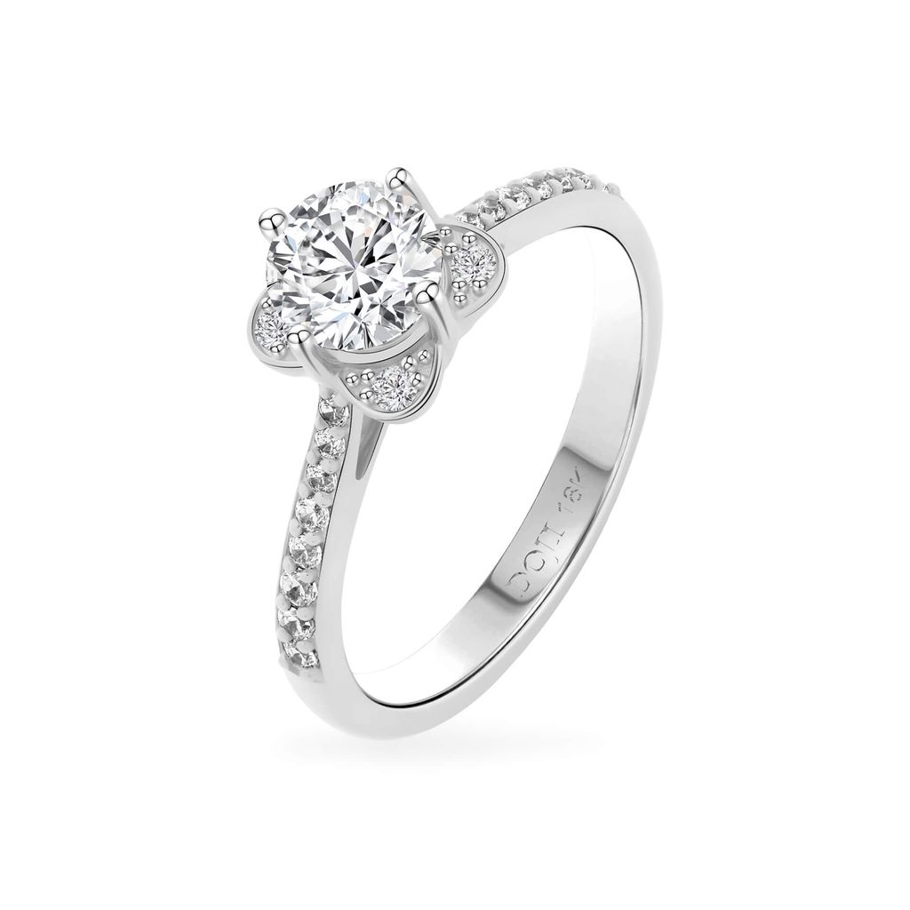 Nhẫn vàng trắng 14K gắn đá CZ DOJI AFRJ000501F2CZ1