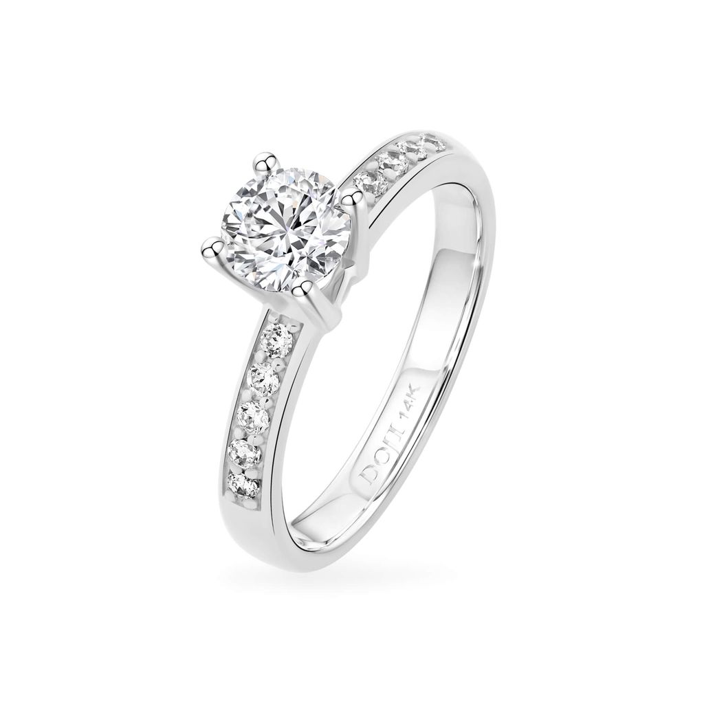 Nhẫn vàng trắng 14K gắn đá CZ DOJI AFRJ000502F2CZ1