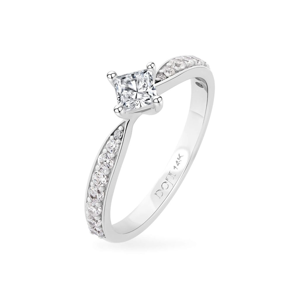 Nhẫn vàng trắng 14K gắn đá CZ DOJI AFRJ000514F2CZ1