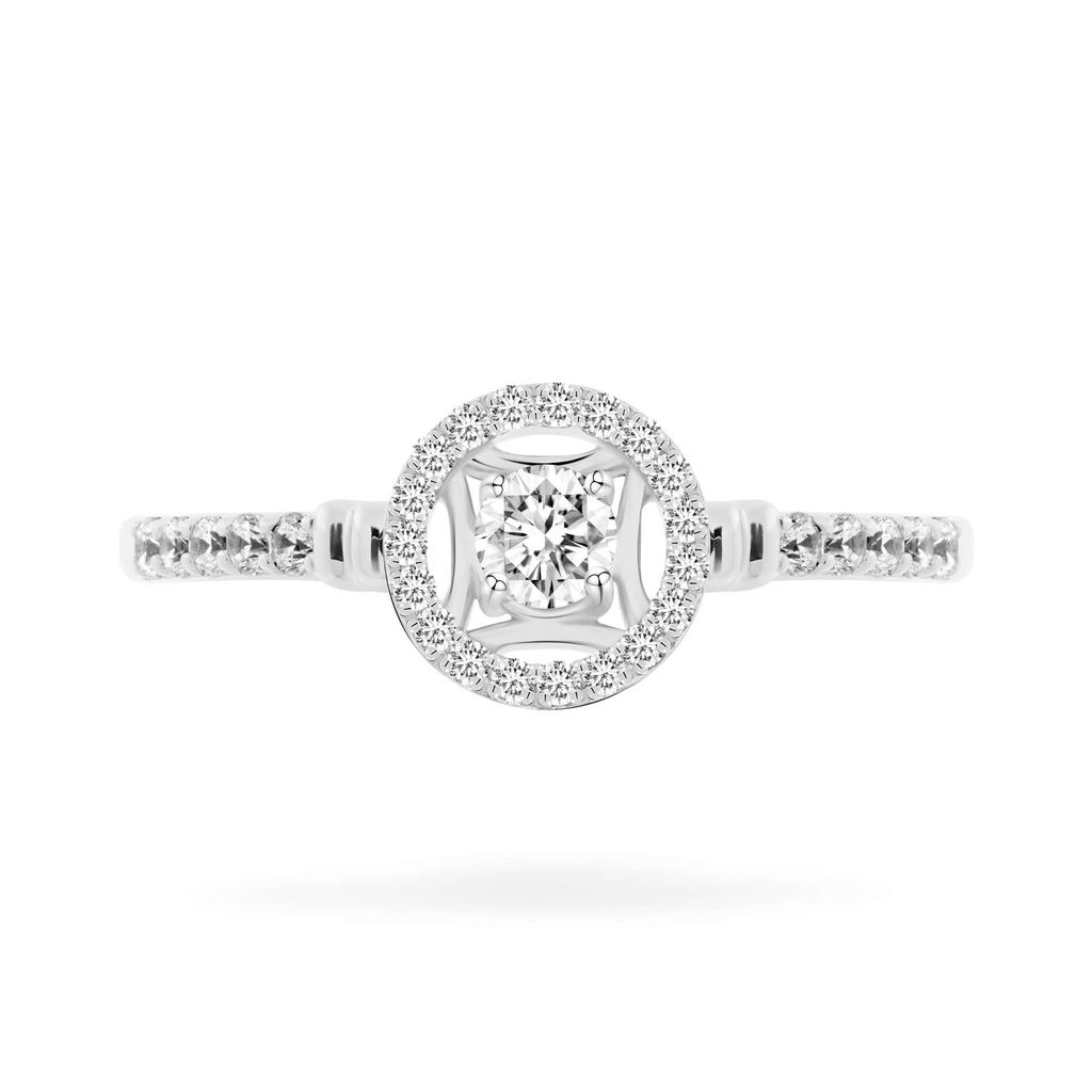 Nhẫn vàng trắng 14K gắn đá CZ DOJI AFRJ000517F2CZ1