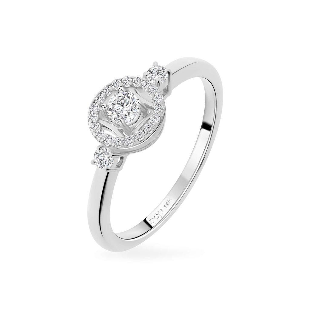 Nhẫn vàng trắng 14K gắn đá CZ DOJI AFRJ000518F2CZ1
