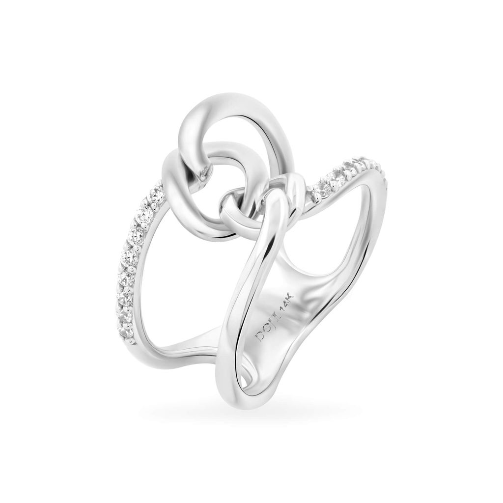 Nhẫn nữ vàng trắng 14K gắn đá CZ DOJI AFRK000093F2CZ1