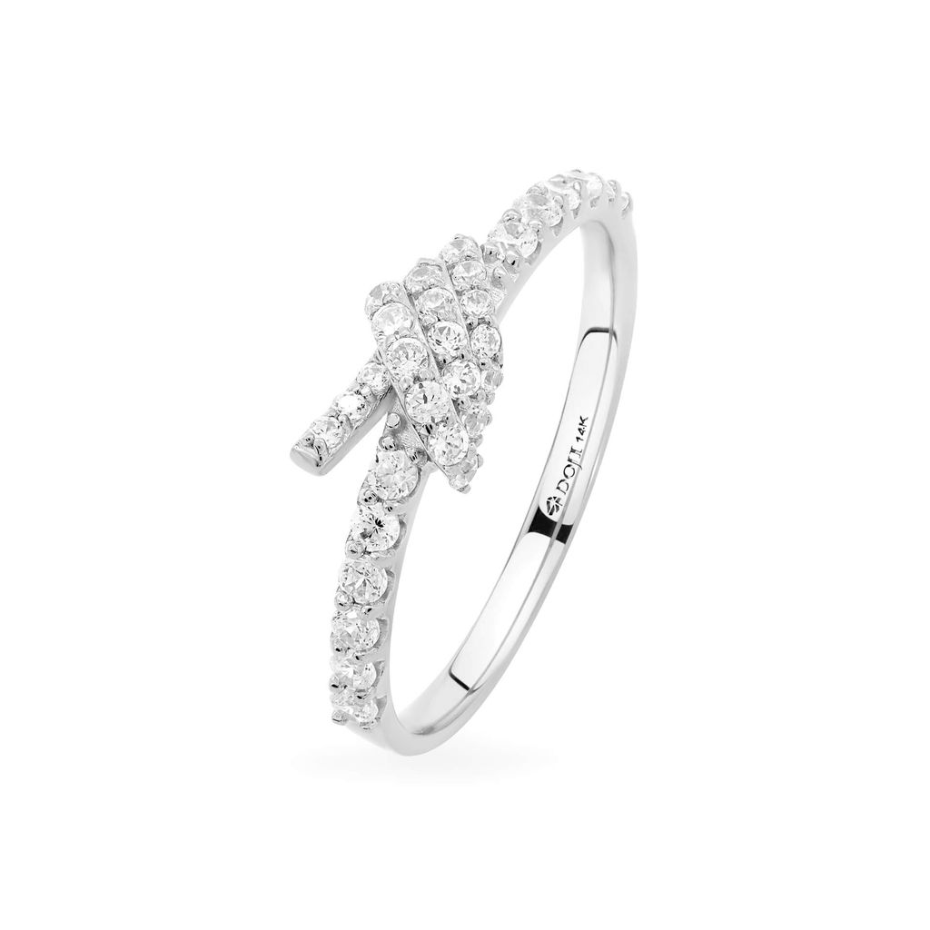 Nhẫn nữ vàng trắng 14K gắn đá CZ DOJI AFRK000187F2CZ1