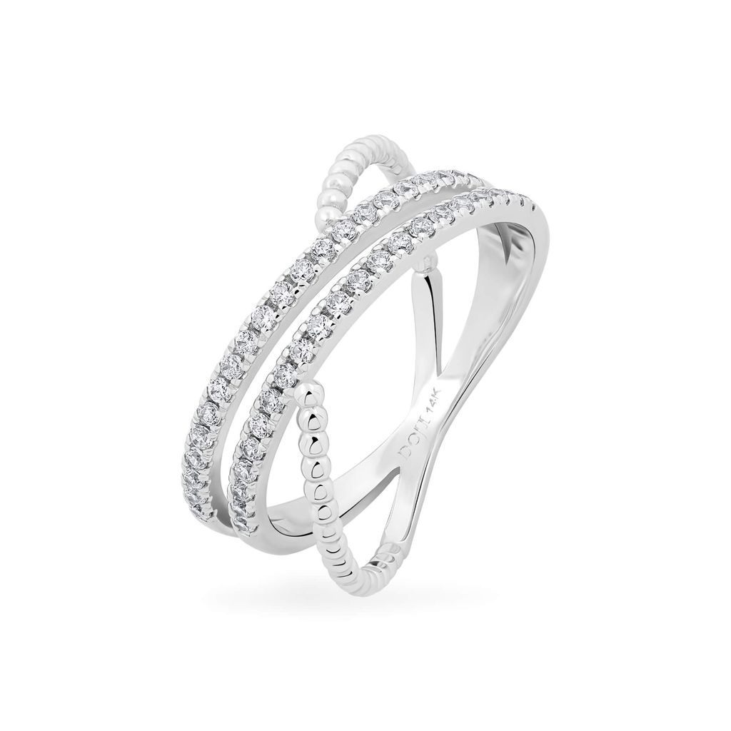 Nhẫn vàng trắng 14K gắn đá CZ DOJI AFRK000194F2CZ1