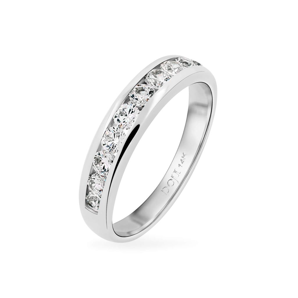 Nhẫn vàng trắng 14K gắn đá CZ DOJI AFRK000218F2CZ1