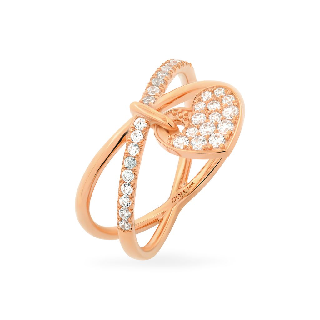 Nhẫn nữ vàng hồng 14K gắn đá CZ DOJI AFRK000385F3CZ1
