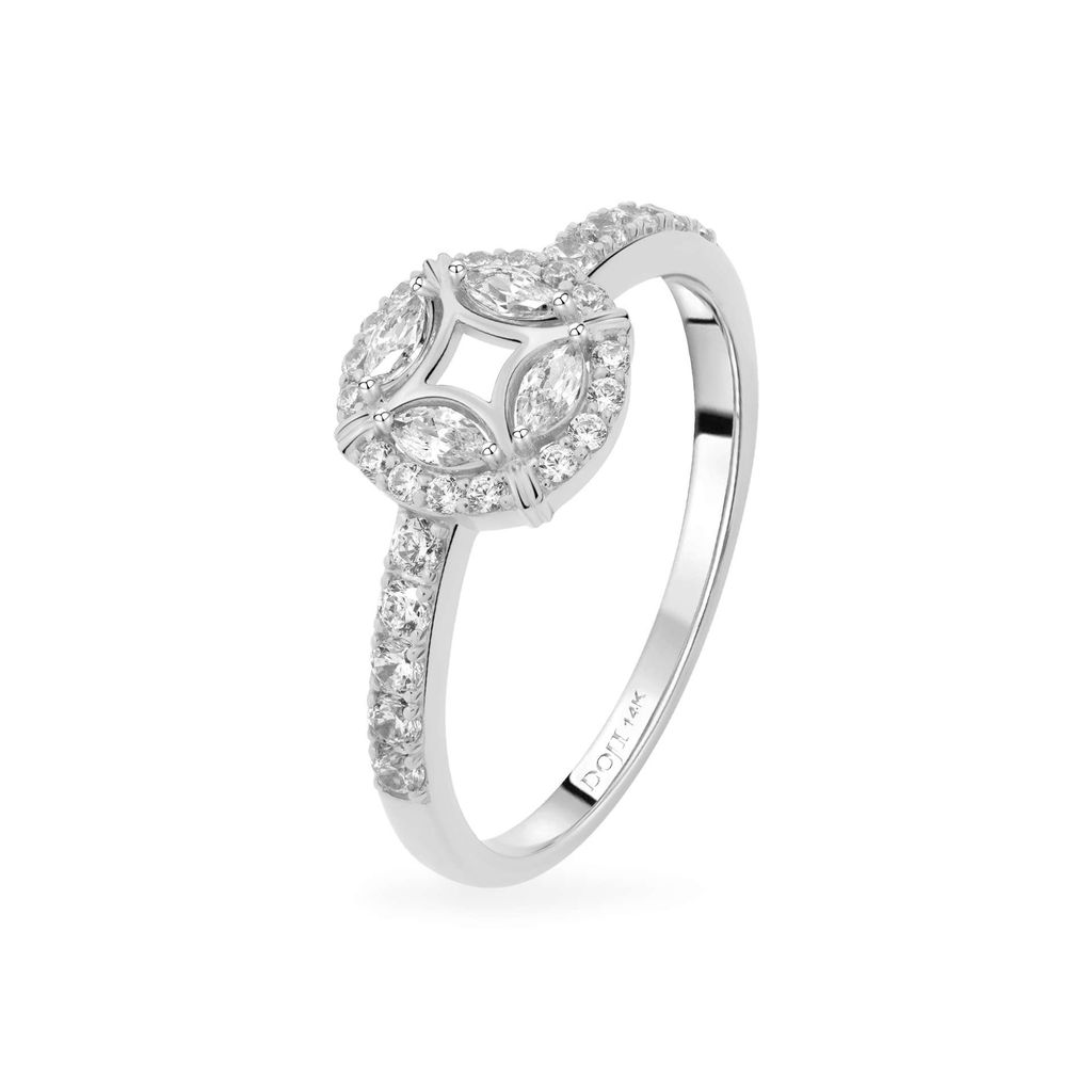 Nhẫn vàng trắng 14K gắn đá CZ DOJI AFRK000701F2CZ1