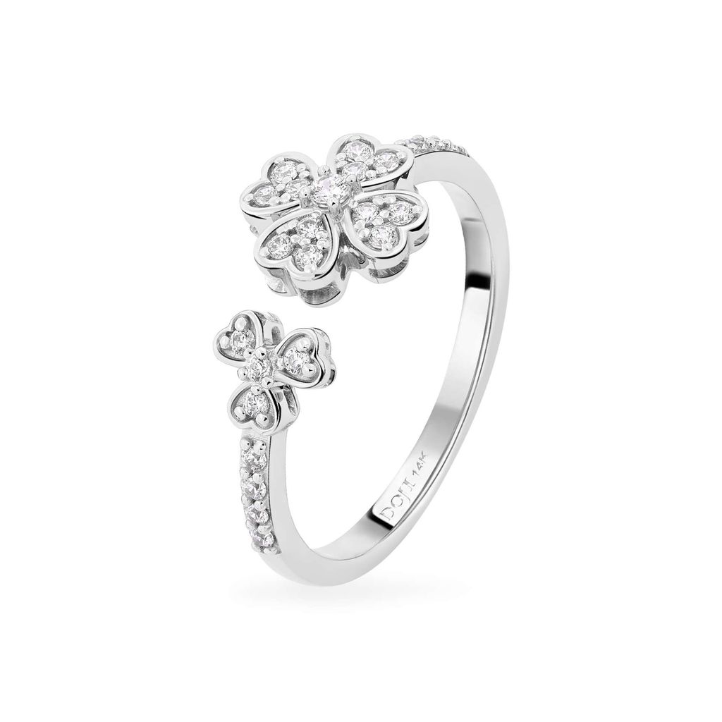 Nhẫn vàng trắng 14K gắn đá CZ DOJI AFRK000702F2CZ1