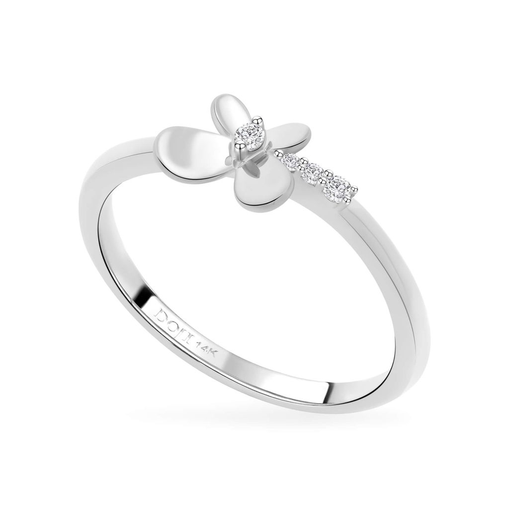 Nhẫn vàng trắng 14K gắn đá CZ DOJI AFRK000717F2CZ1