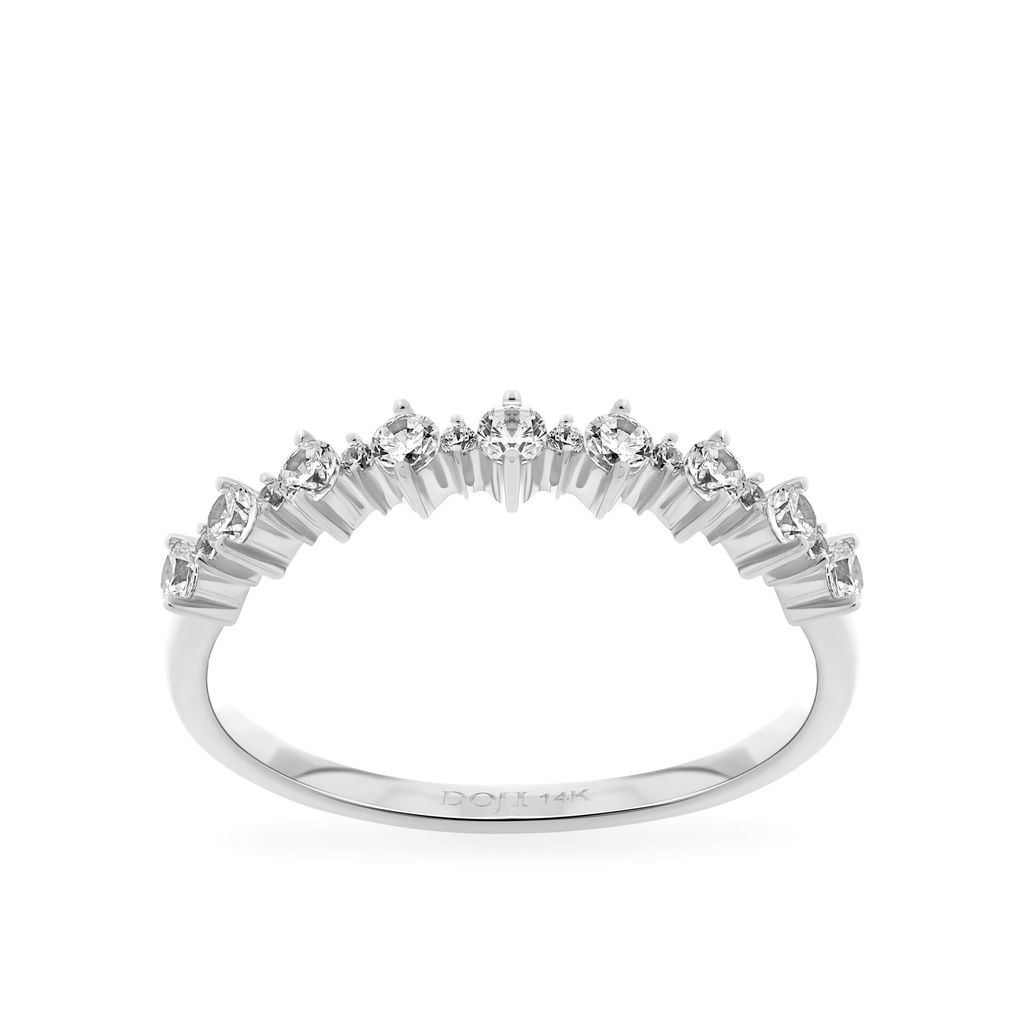 Nhẫn vàng trắng 14K gắn đá CZ DOJI AFRK000733F2CZ1