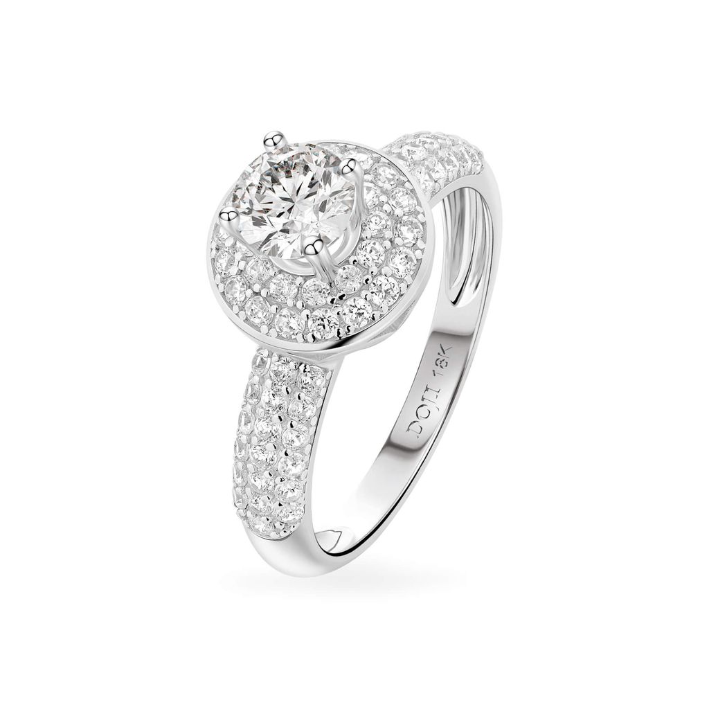 Nhẫn vàng trắng 18K gắn đá CZ DOJI AFRM300048D2CZ1