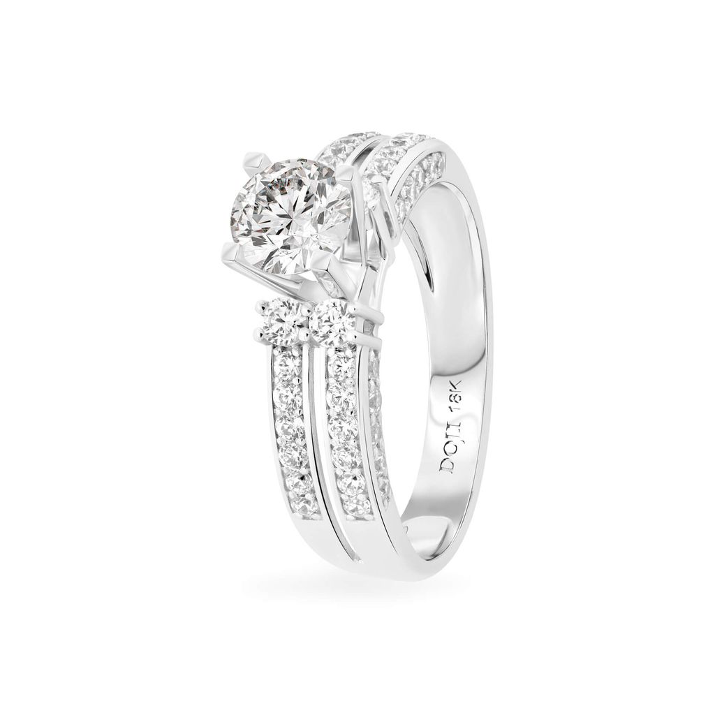 Nhẫn vàng trắng 18K gắn đá CZ DOJI AFRM400240D2CZ1