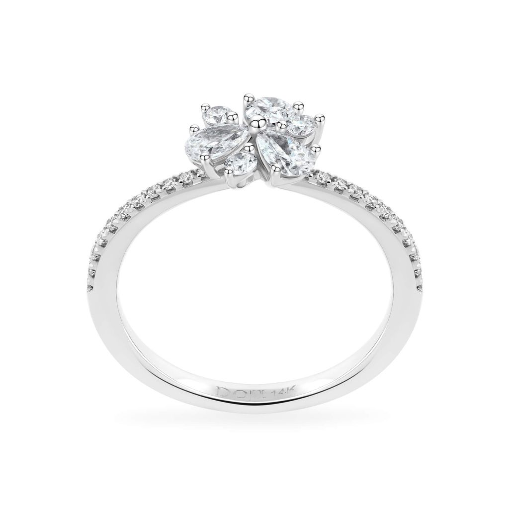 Nhẫn vàng trắng 14K gắn kim cương DOJI AFRR000068F2DA1