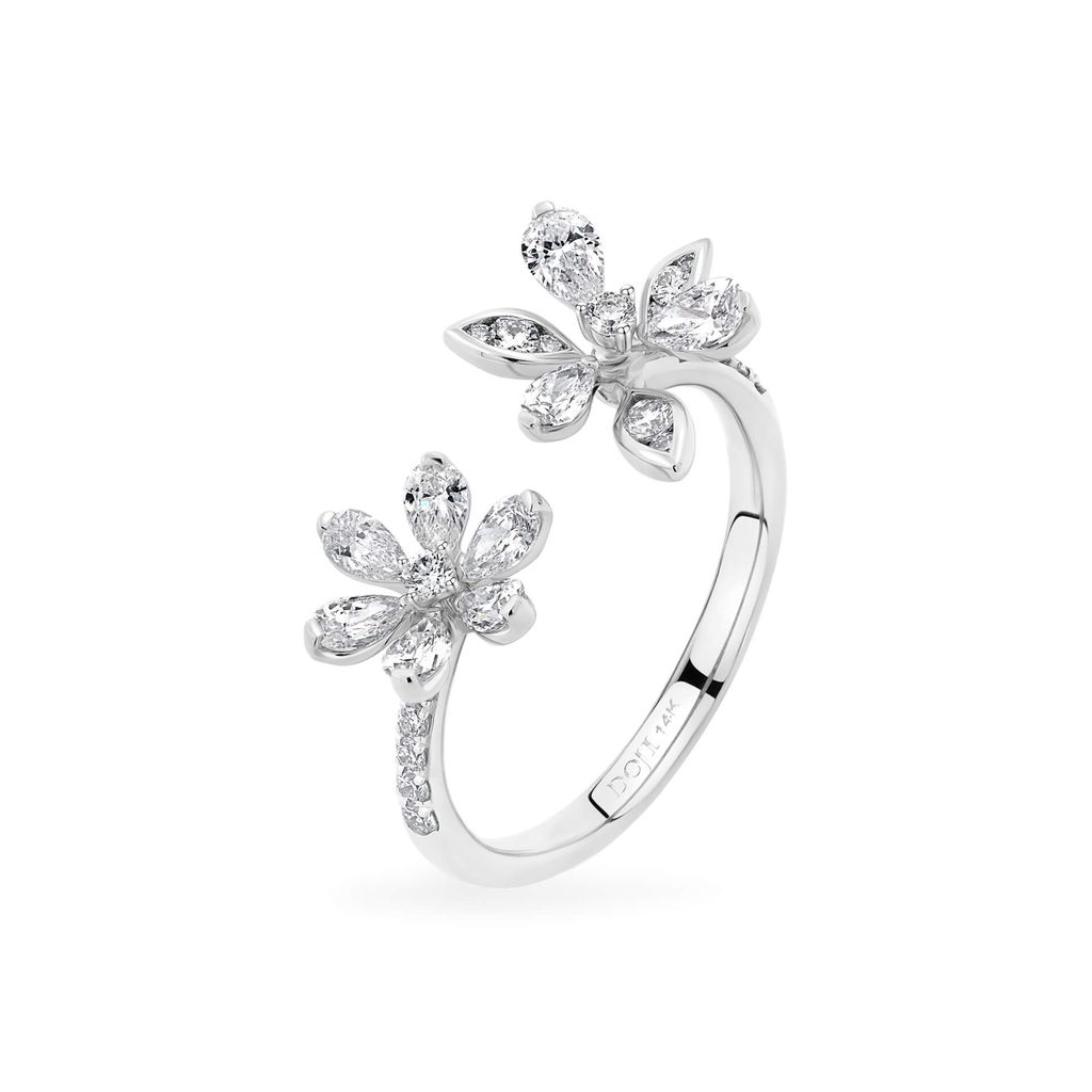 Nhẫn vàng trắng 14K gắn kim cương DOJI AFRR000504F2DA1