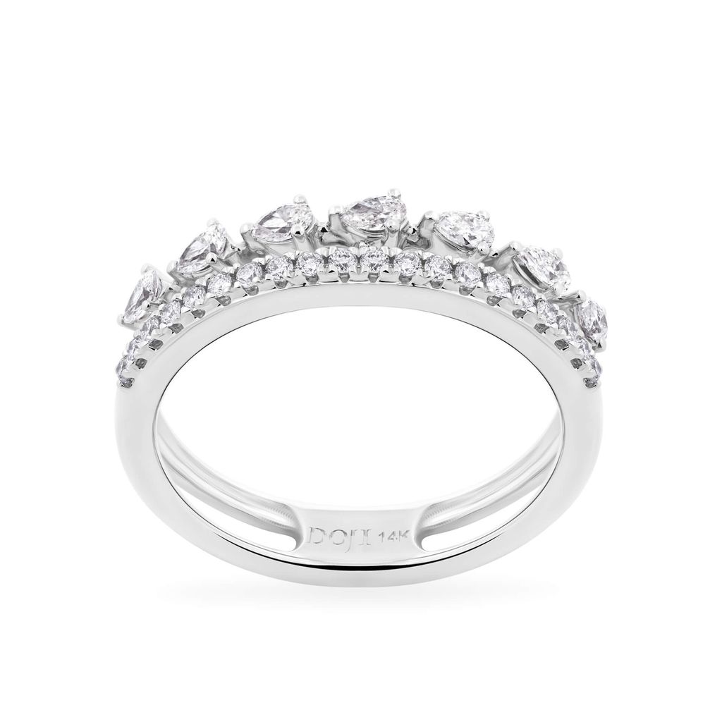 Nhẫn vàng trắng 14K gắn kim cương DOJI AFRR000563F2DA1