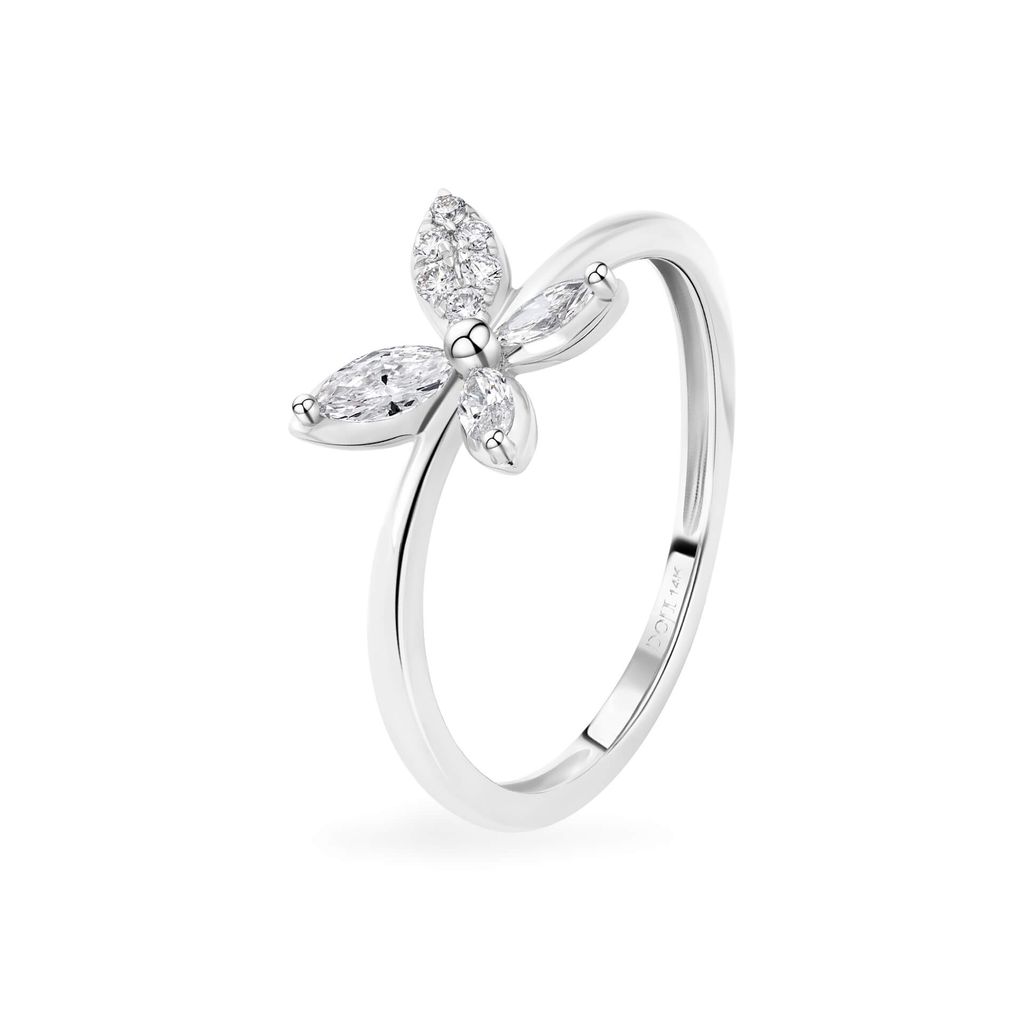Nhẫn vàng trắng 14K gắn kim cương DOJI AFRR400177F2DA1