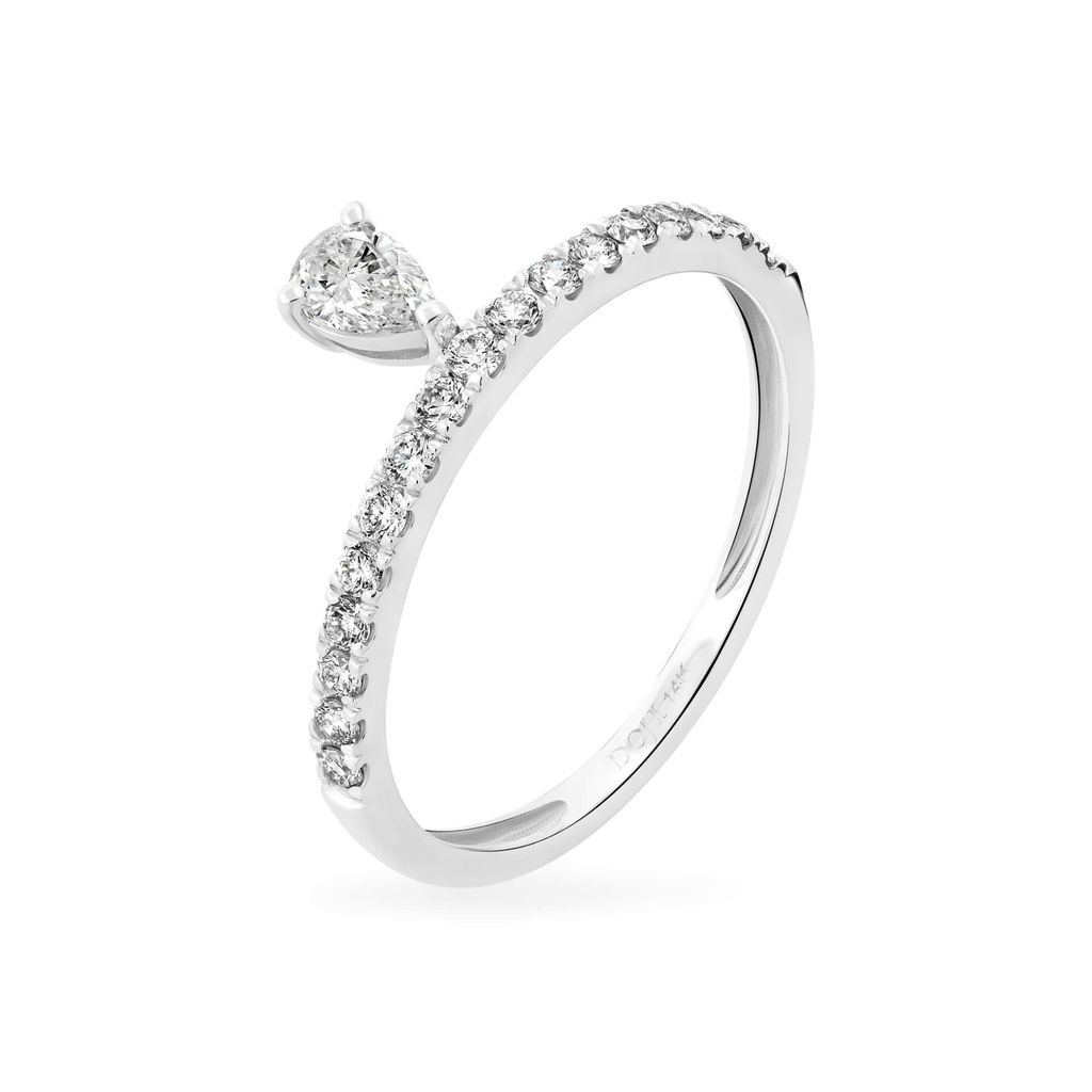 Nhẫn vàng trắng 14K gắn kim cương DOJI AFRR400186F2DA1