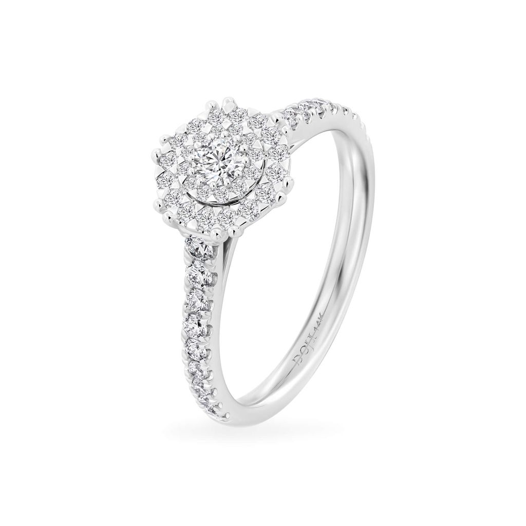 Nhẫn vàng trắng 14K gắn kim cương DOJI AFRR600031F2DA1