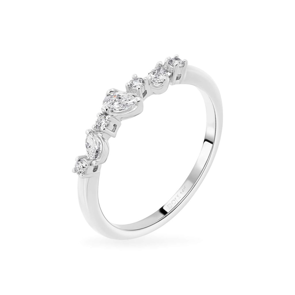 Nhẫn vàng trắng 14K gắn kim cương DOJI AFRR700081F2DA1