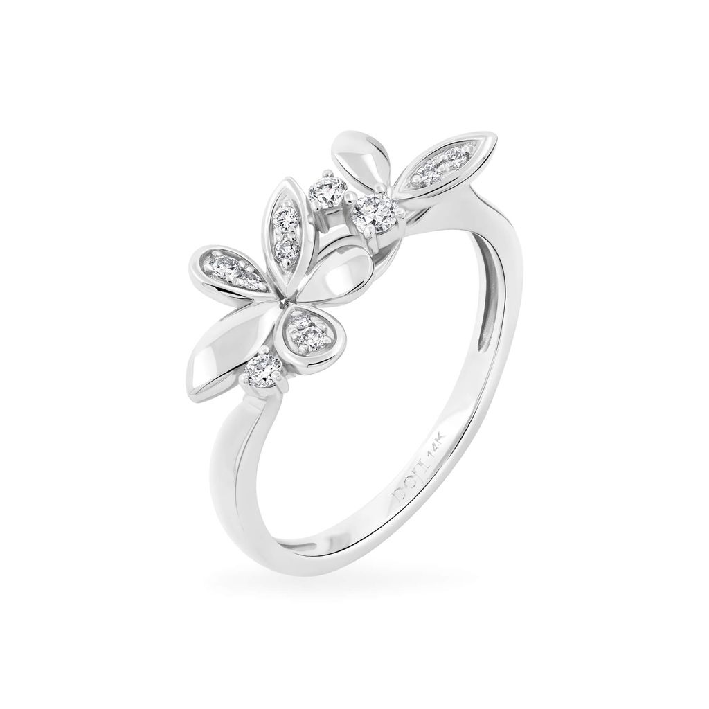 Nhẫn vàng trắng 14K gắn kim cương DOJI AFRR800026F2DA1