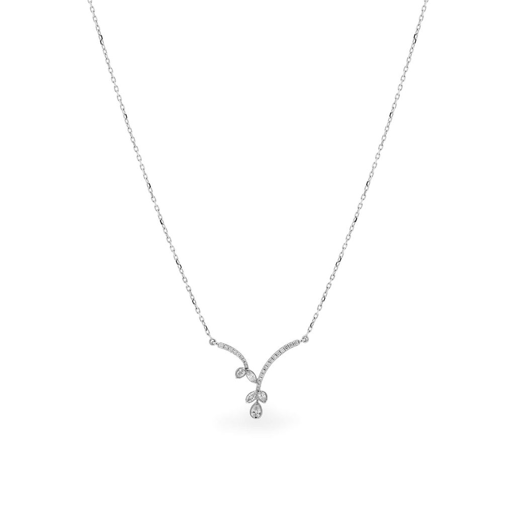 Dây liền mặt vàng trắng 18K gắn kim cương DOJI ALPR000060D2DA1