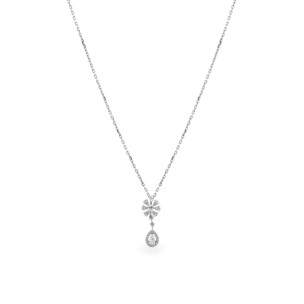 Dây liền mặt vàng trắng 18K gắn kim cương DOJI ALPR000063D2DA1