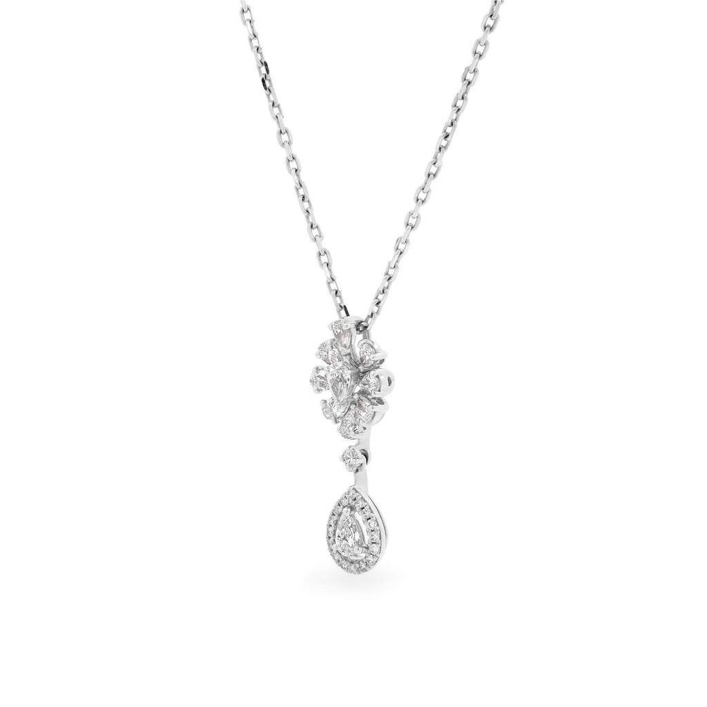 Dây liền mặt vàng trắng 18K gắn kim cương DOJI ALPR000063D2DA1