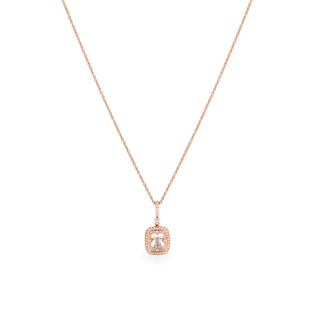 Dây liền mặt vàng hồng 18K gắn kim cương DOJI ALPR000083D3DA1