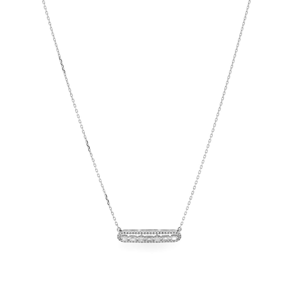 Dây liền mặt vàng trắng 18K gắn kim cương DOJI ALPR000290D2DA1