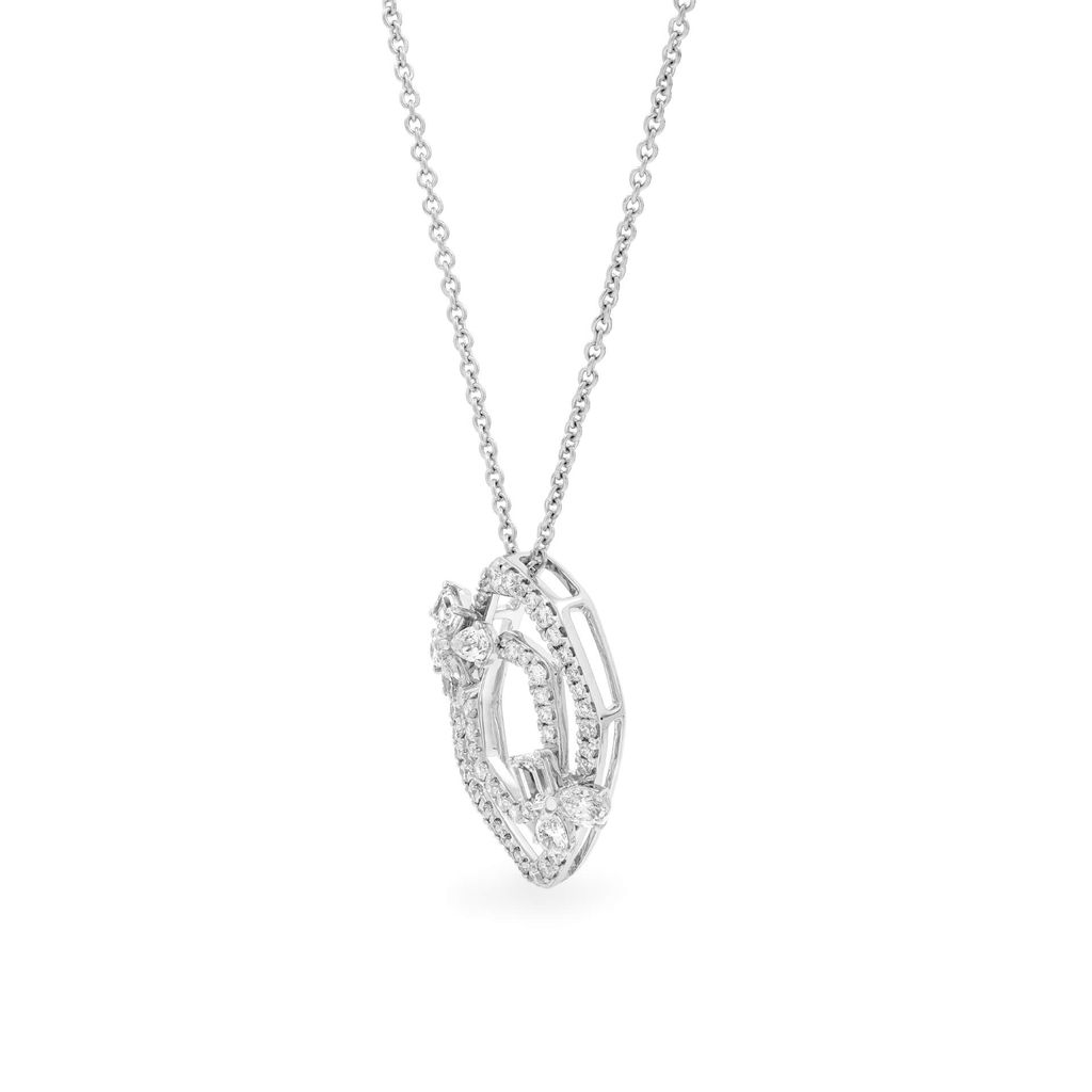 Dây liền mặt vàng trắng 14K gắn kim cương DOJI ALPR000497F2DA1