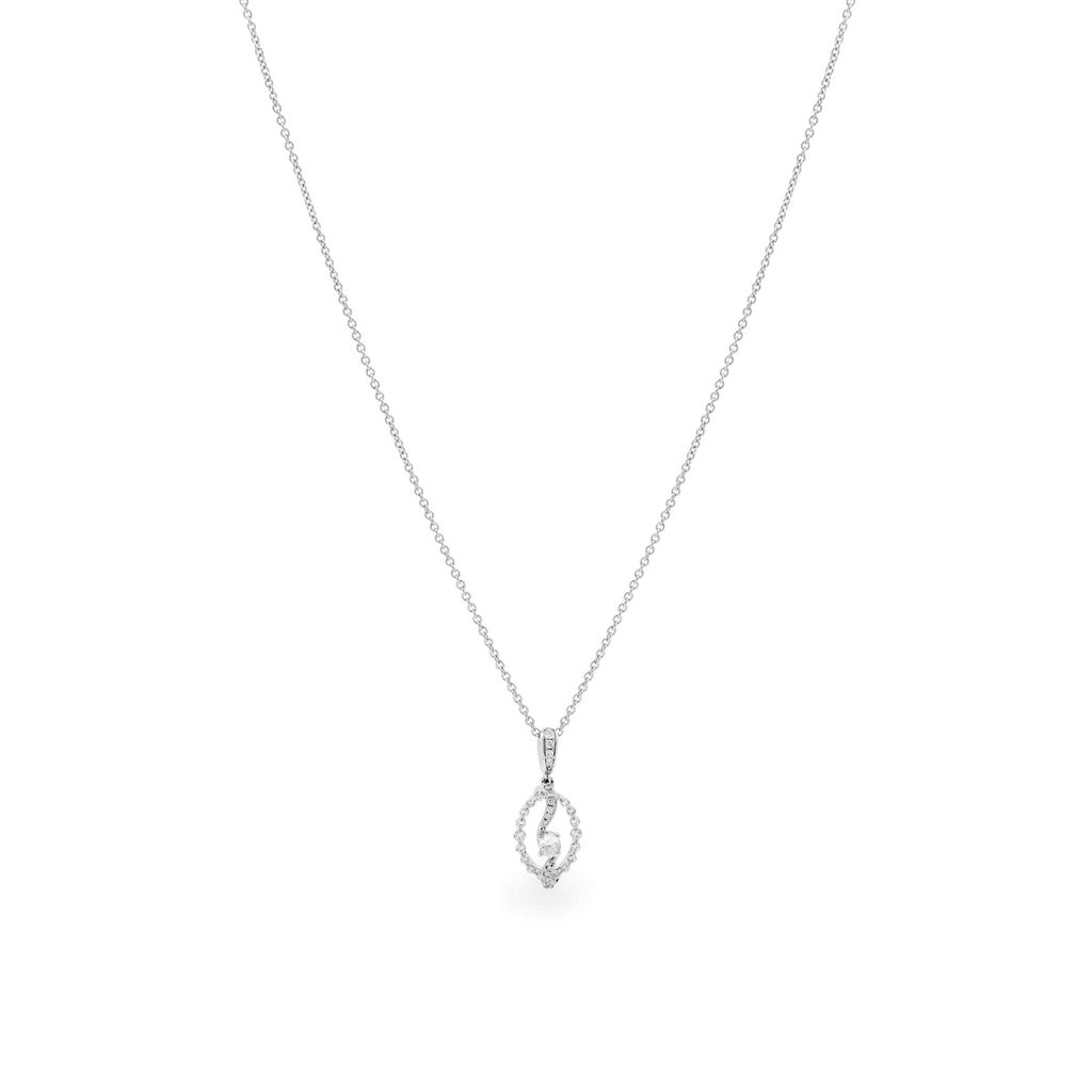 Dây liền mặt vàng trắng 14K gắn kim cương DOJI ALPR000524F2DA1