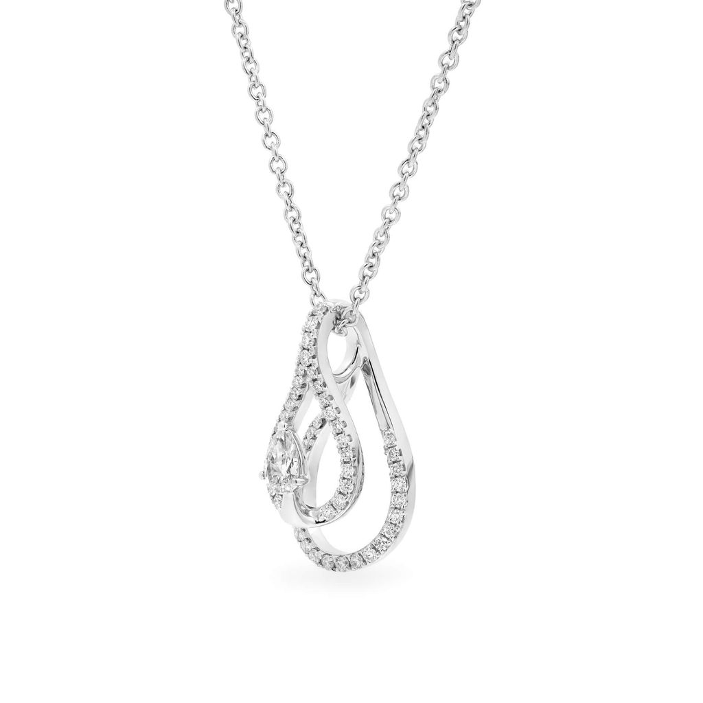 Dây liền mặt vàng trắng 14K gắn kim cương DOJI ALPR000525F2DA1