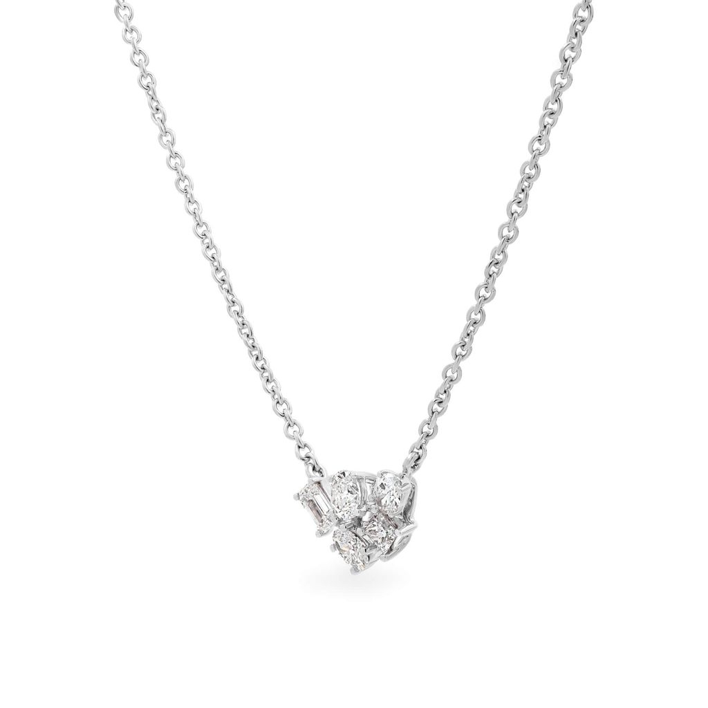 Dây liền mặt vàng trắng 14K gắn kim cương DOJI ALPR000539F2DA1