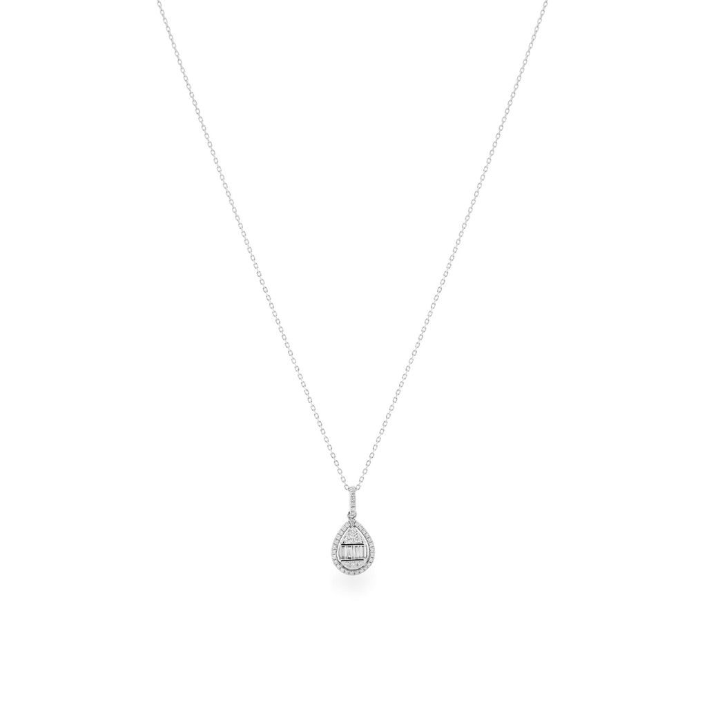 Dây liền mặt vàng trắng 14K gắn kim cương DOJI ALPR700032F2DA1