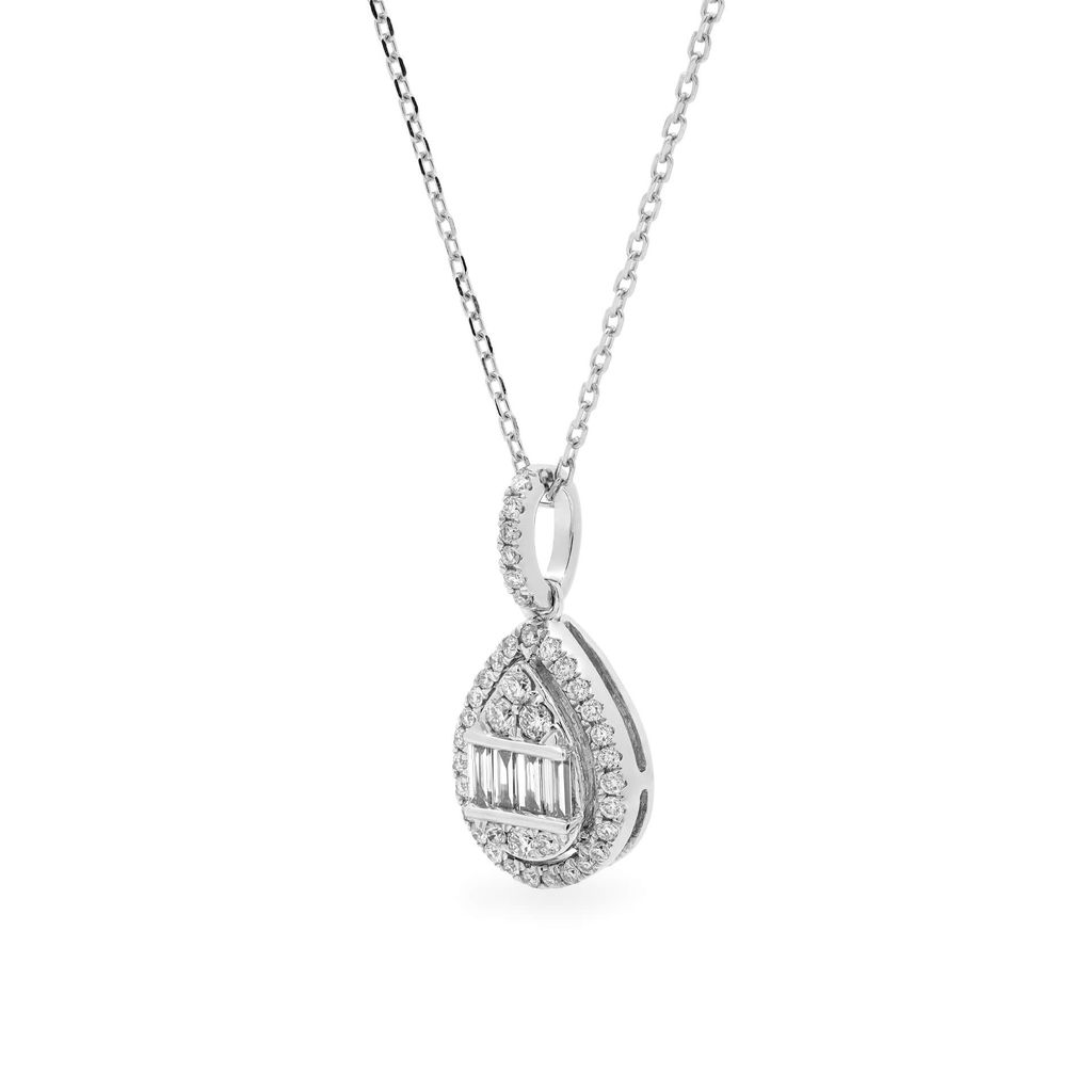 Dây liền mặt vàng trắng 14K gắn kim cương DOJI ALPR700032F2DA1