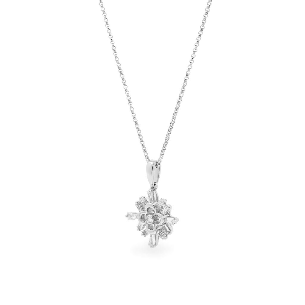 Dây liền mặt vàng trắng 14K gắn kim cương DOJI ALPR800001F2DA1